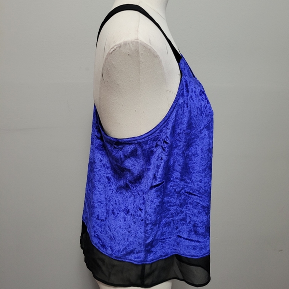 Mudd royal blue velvet chiffon trim tank size large - Picture 3 of 6